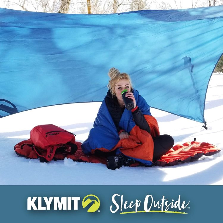 Klymit Insulated Static V sleeping pad: Lightweight, warm, and comfortable for outdoor adventures.
