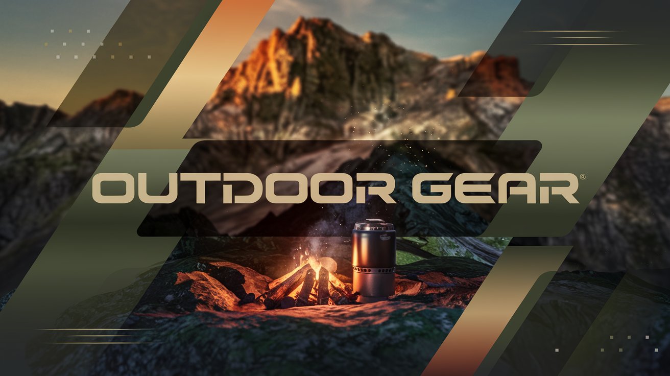 Premium outdoor cooking gear displayed with a sleek and modern design, featuring vibrant neon orange and black colors, minimalistic text, and a glowing campfire background for a professional and eye-catching presentation.