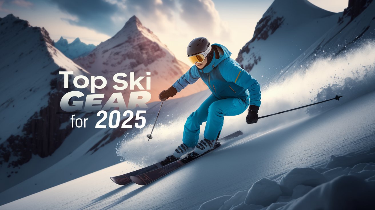 Professional skier performing a thrilling mid-air jump over snow-covered mountains, equipped with advanced ski gear including custom-fit boots, a weatherproof jacket, and high-performance goggles, showcasing the ultimate adventure and precision of top-tier skiing equipment in 2025.