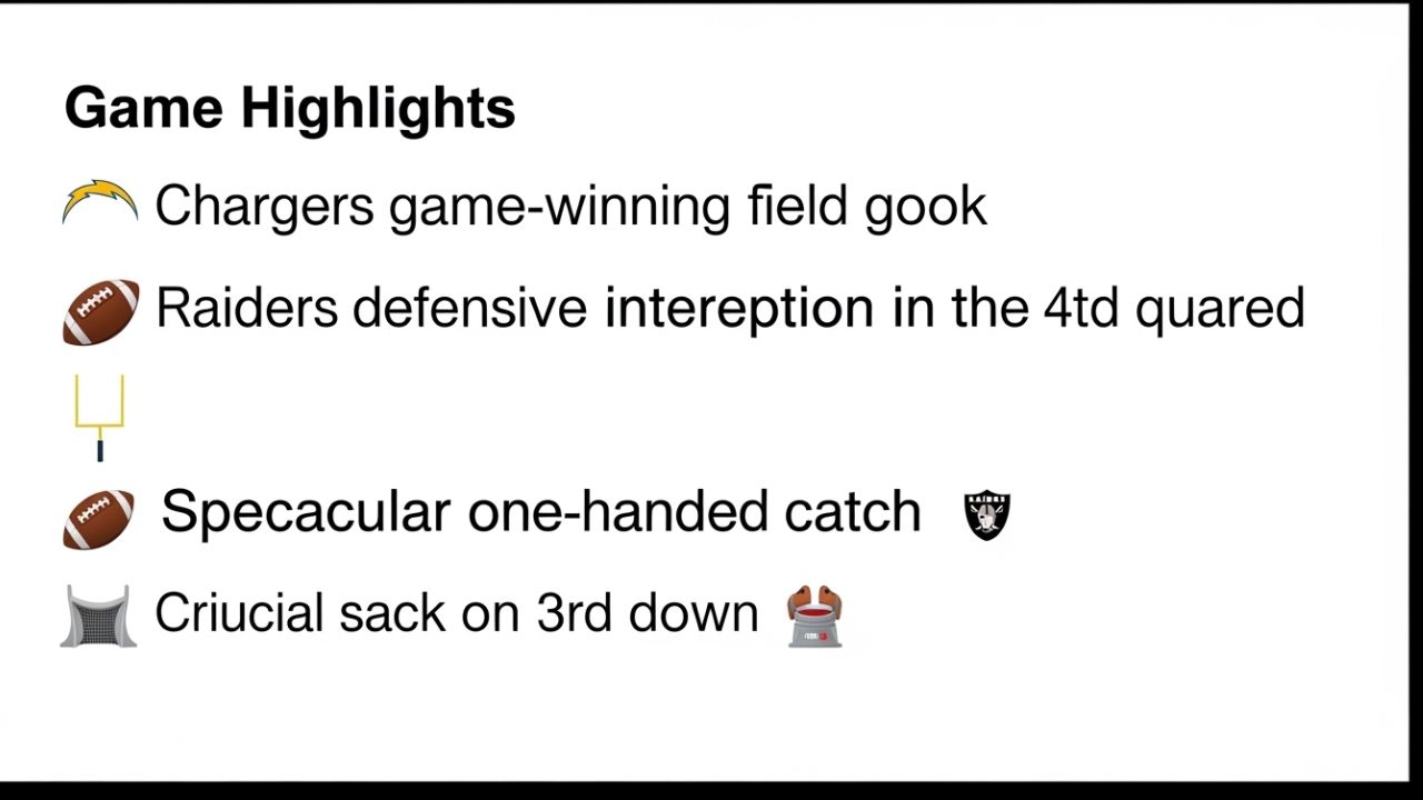 Los Angeles Chargers vs Las Vegas Raiders Match Player Stats